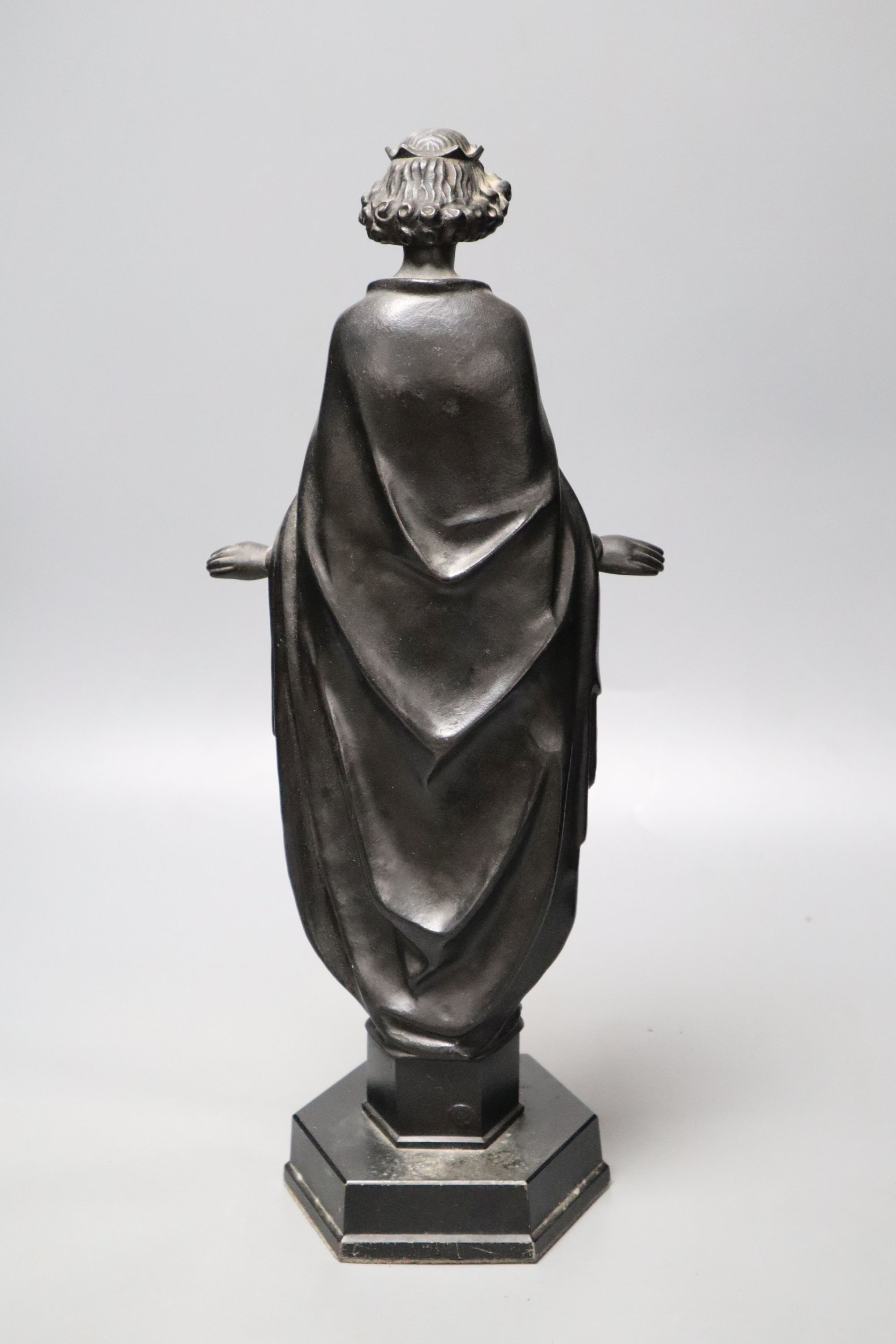 A cast iron religious figure Barbara, height 41cm